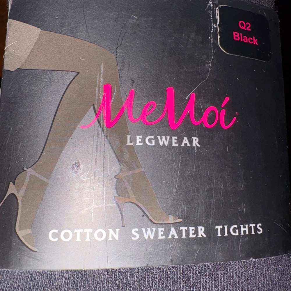 MeMoi Black Cotton Sweater Tights